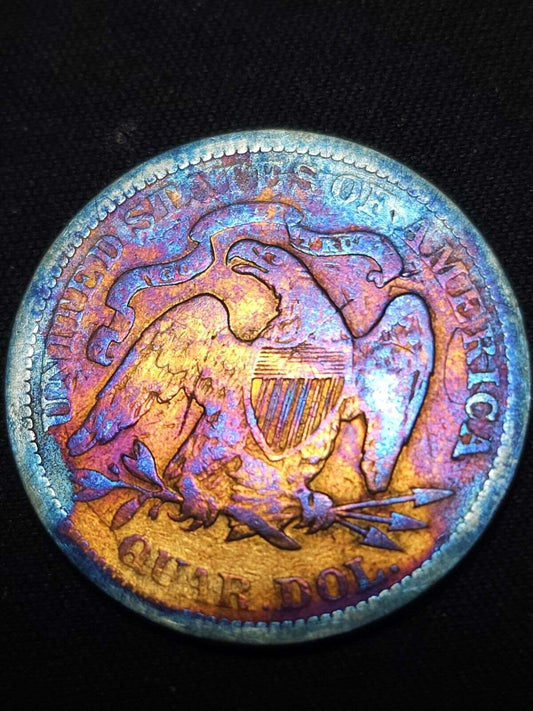 1876 Seated Liberty Quarter Toned Details