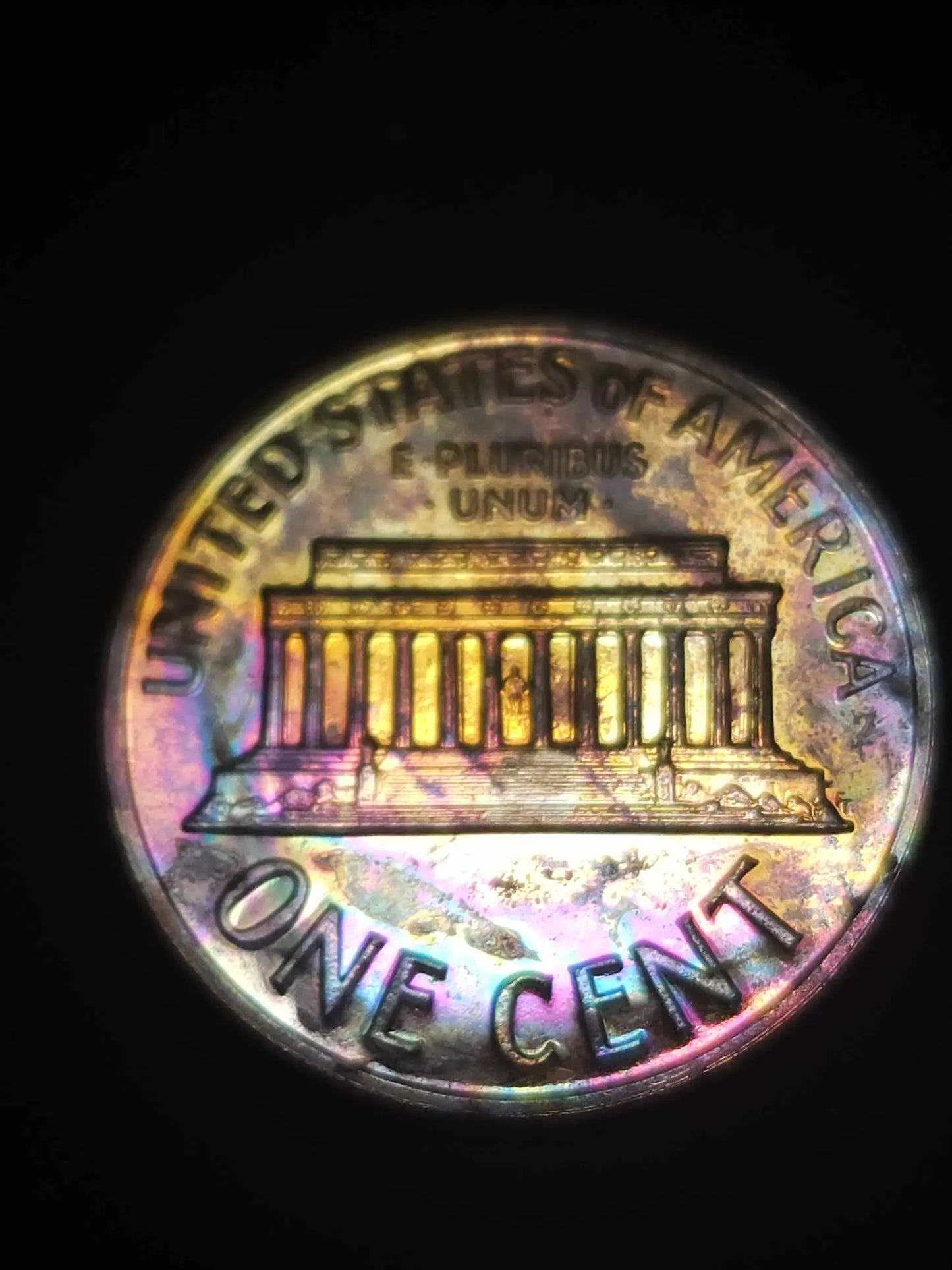 1961 Proof Lincoln Memorial Cent Bu Rainbow Toned Errors & Oddities