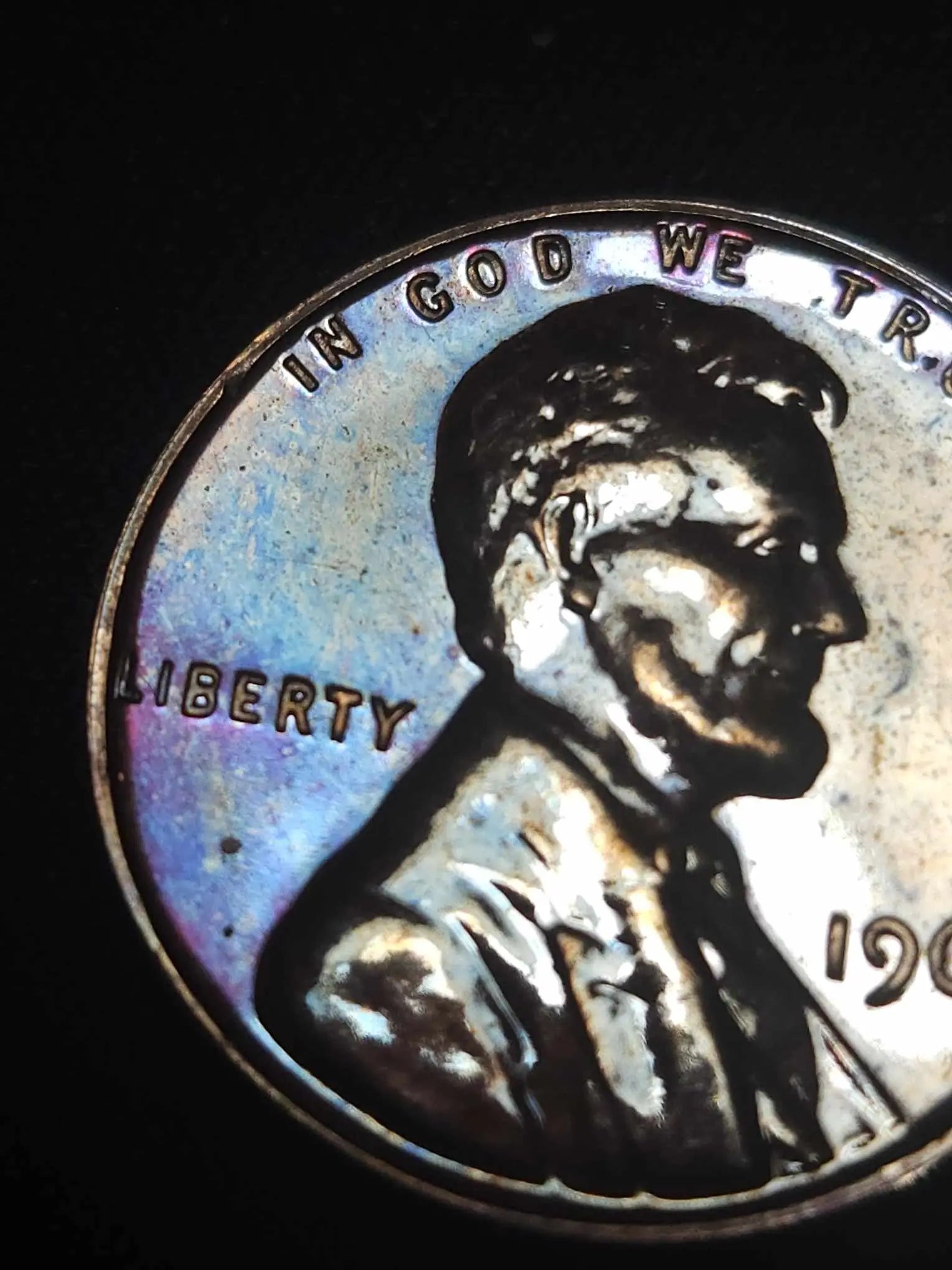 1961 Proof Lincoln Memorial Cent Bu Rainbow Toned Errors & Oddities