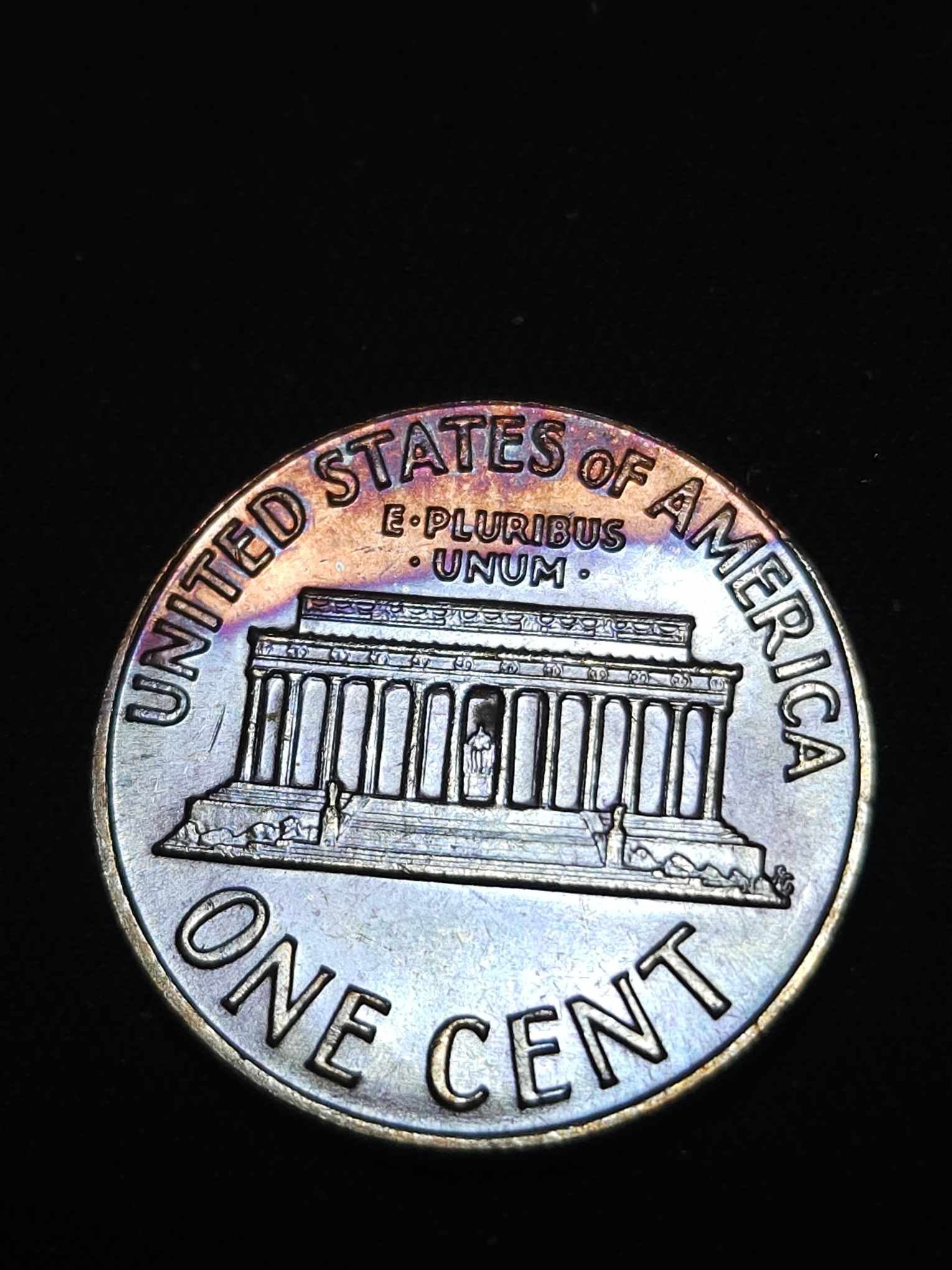 1969 D Lincoln Memorial Cent Bu Rainbow Toned Errors & Oddities