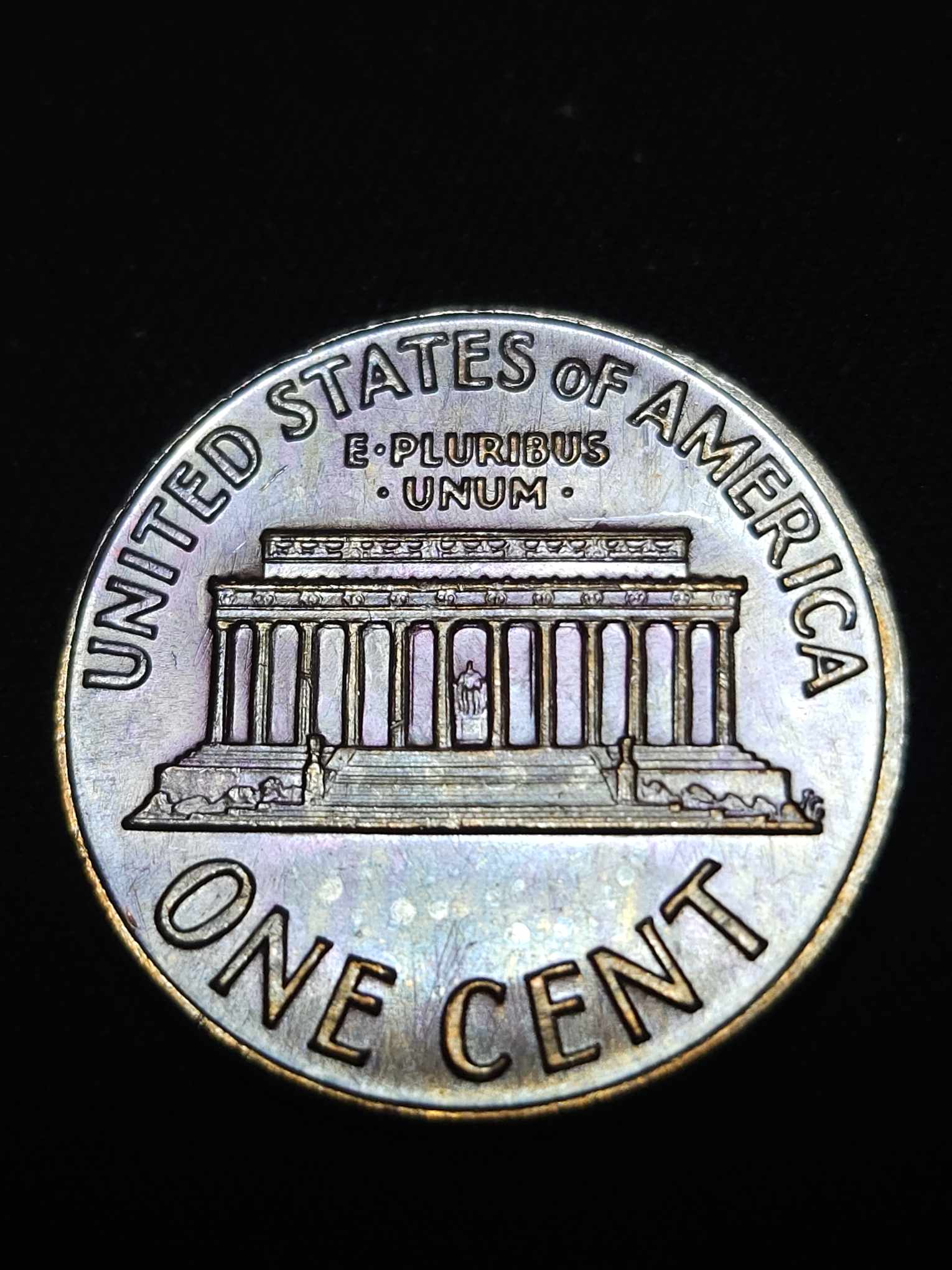 1969 S Lincoln Memorial Cent Bu Rainbow Toned Errors & Oddities