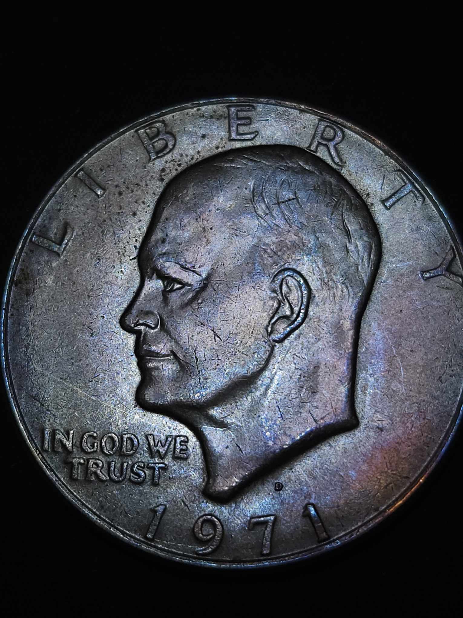 1971 D Eisenhower Dollar Rainbow Toned Errors & Oddities