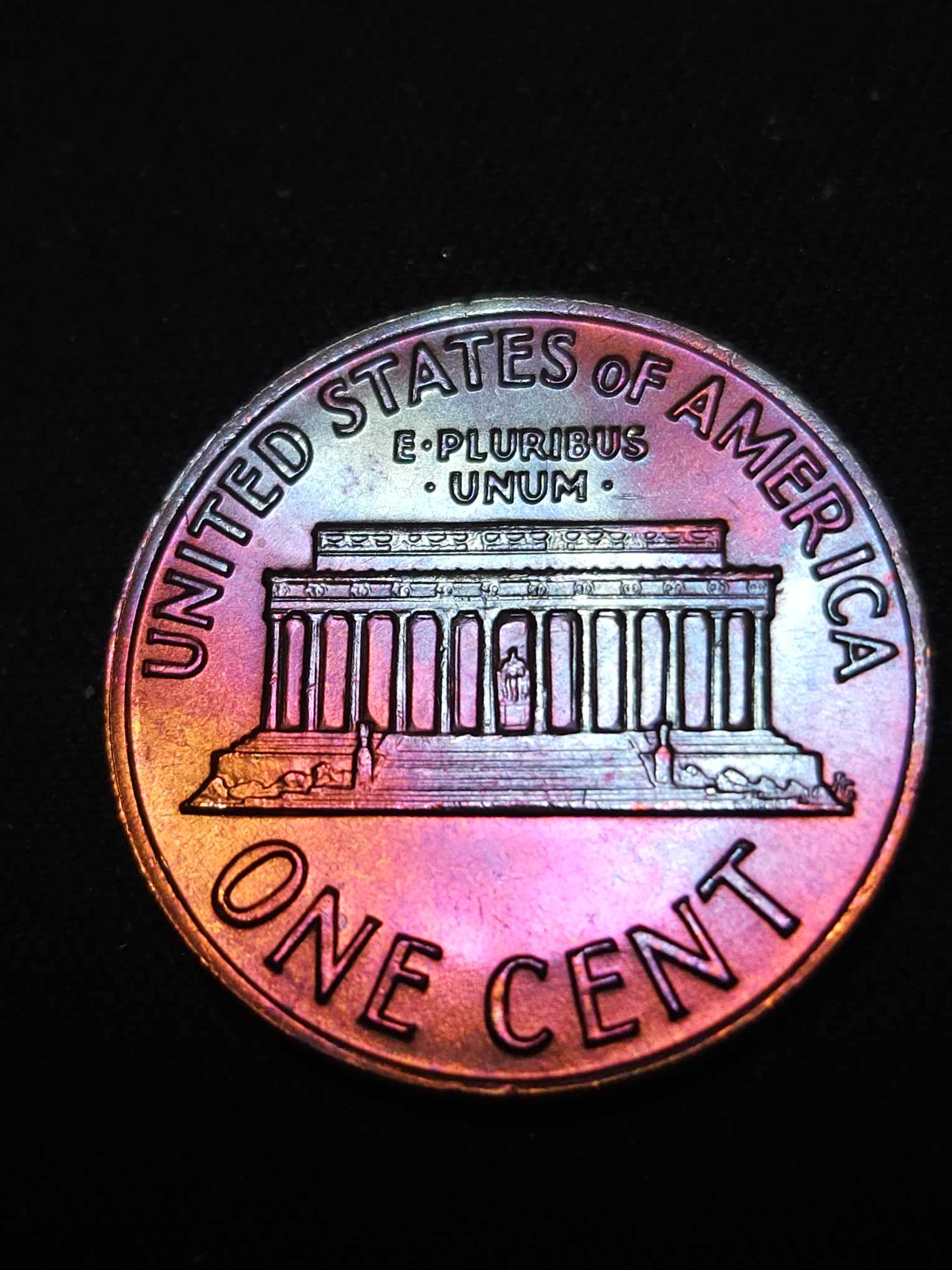 1972 Lincoln Memorial Cent Bu Rainbow Toned Errors & Oddities