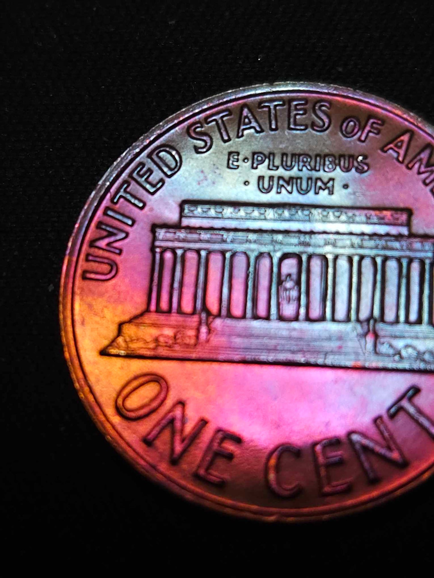 1972 Lincoln Memorial Cent Bu Rainbow Toned Errors & Oddities