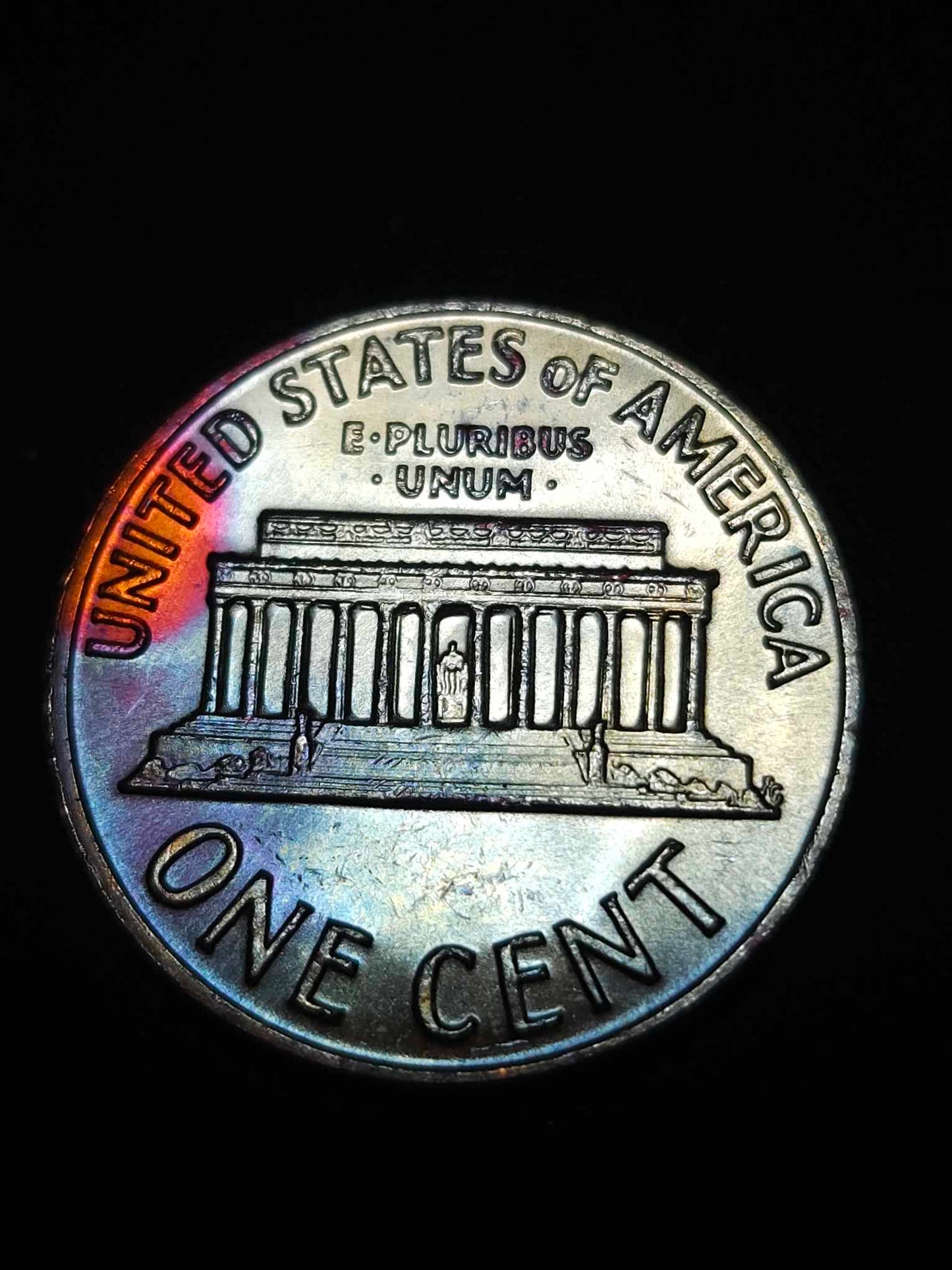 1972 D Lincoln Memorial Cent Bu Rainbow Toned Errors & Oddities