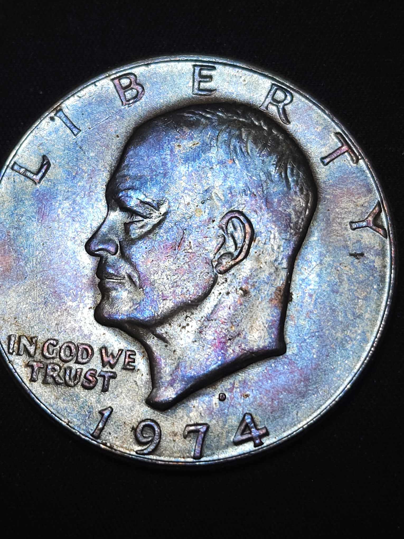 1974 D Eisenhower Dollar Rainbow Toned Errors & Oddities