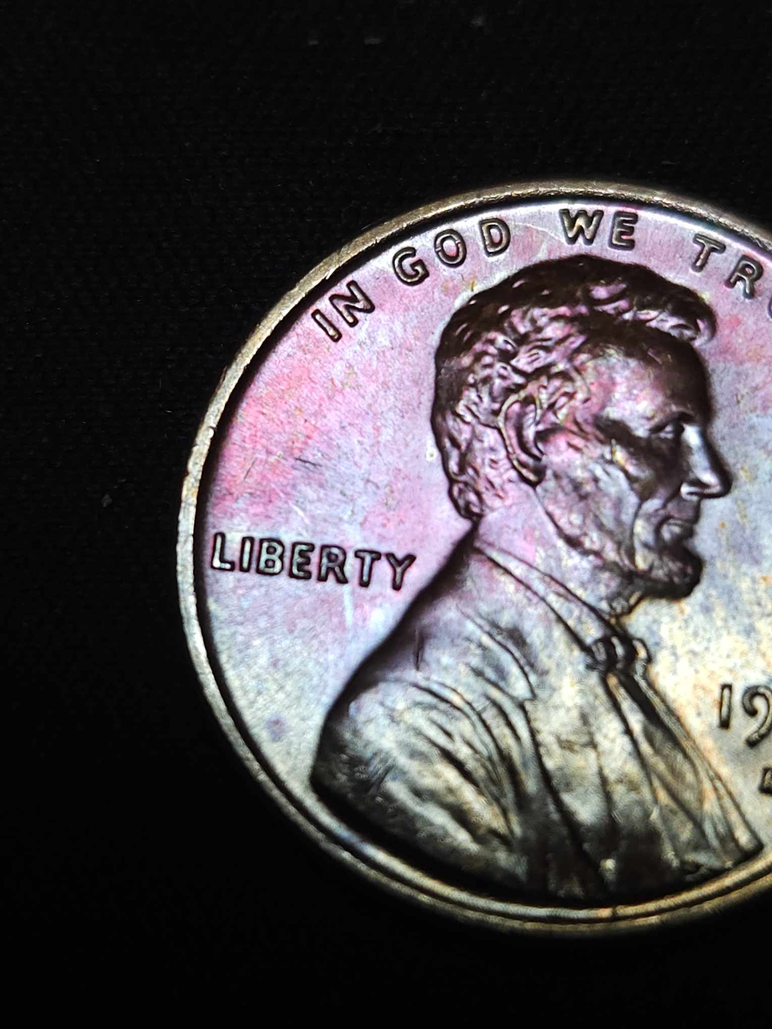 1977 D Lincoln Memorial Cent Bu Rainbow Toned Errors & Oddities