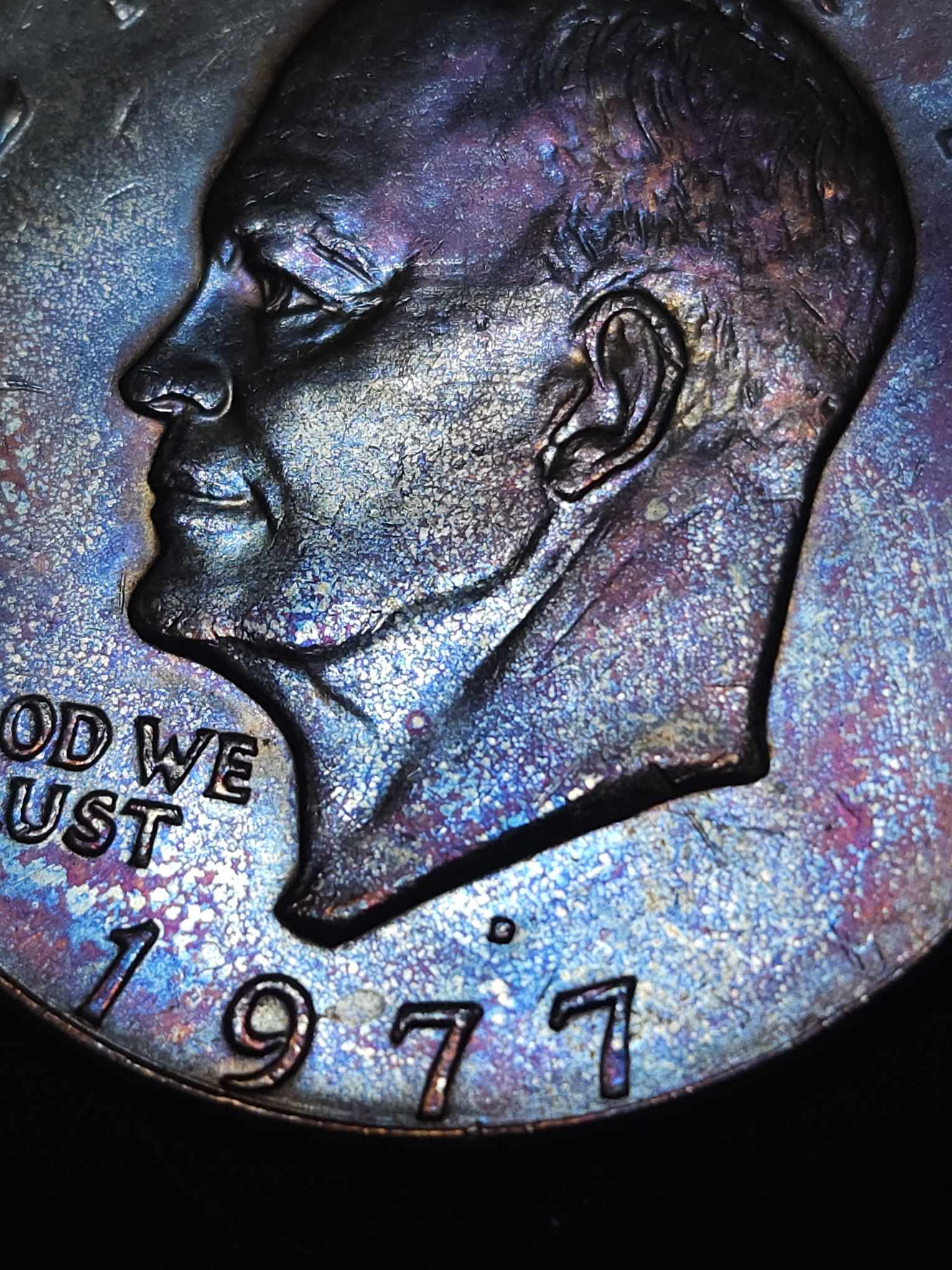 1977 D Eisenhower Dollar Bu Rainbow Toned IKE Errors & Oddities