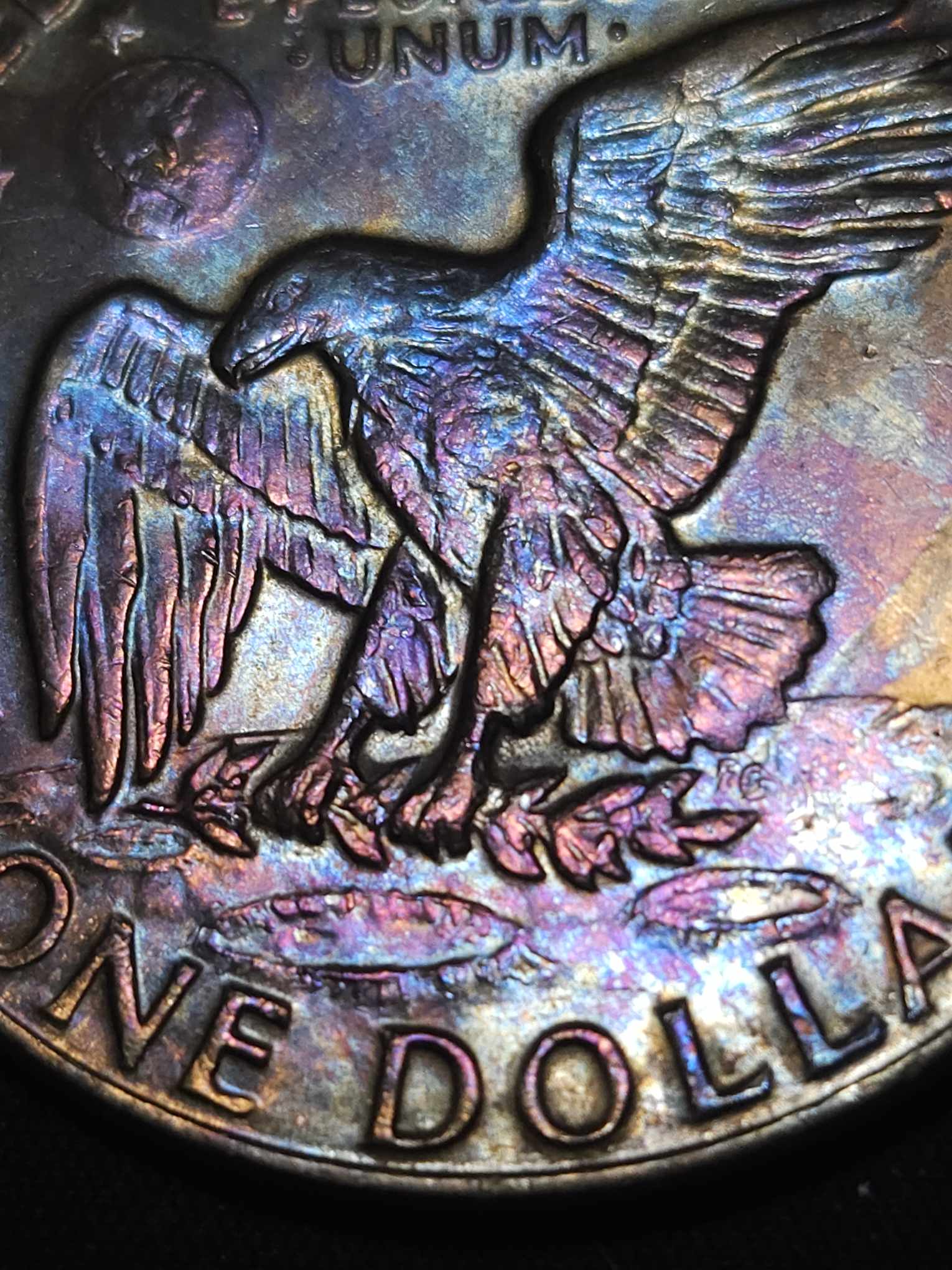 1977 D Eisenhower Dollar Bu Rainbow Toned IKE Errors & Oddities
