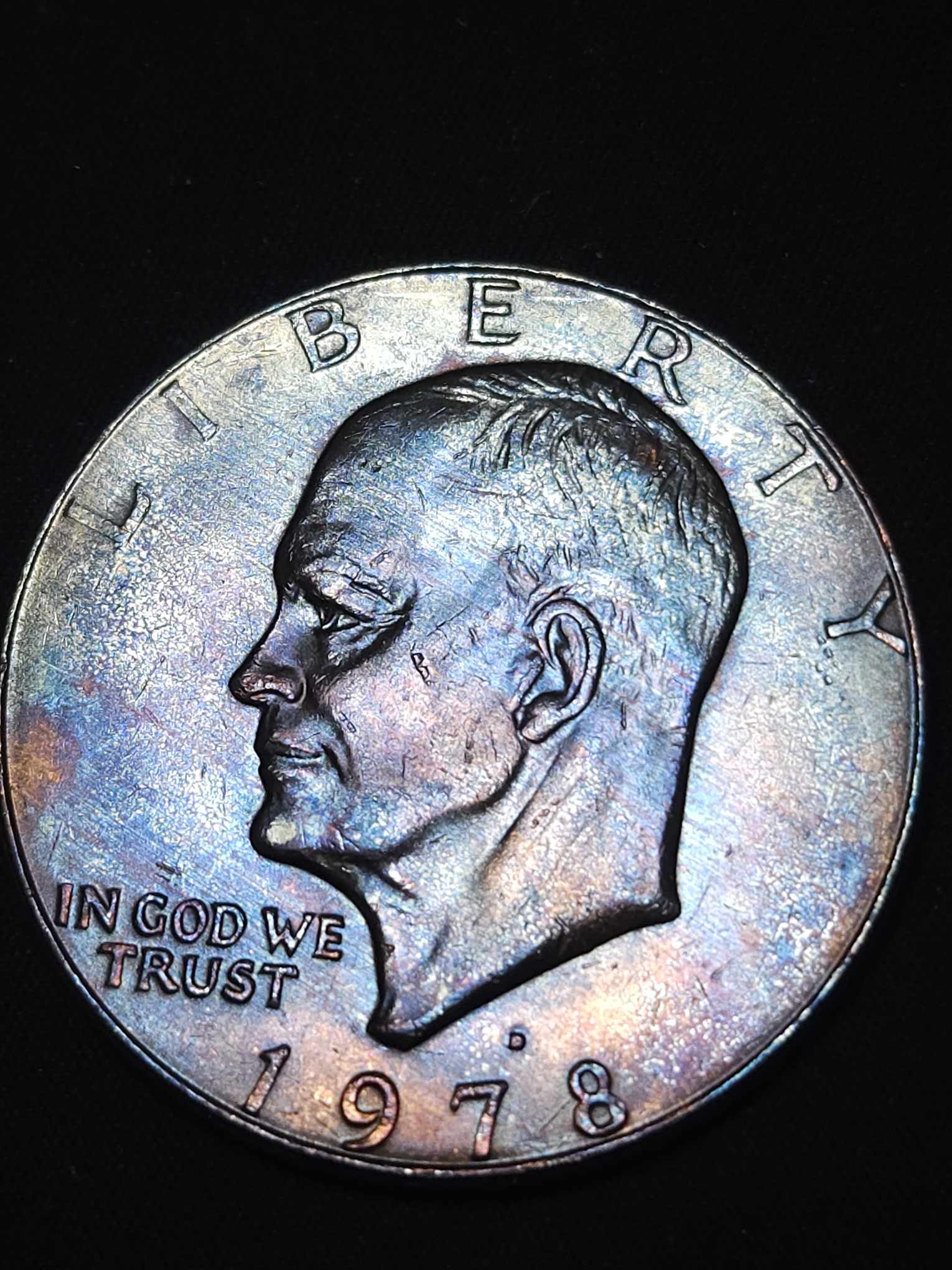1978 D Eisenhower Dollar Bu Rainbow Toned IKE Errors & Oddities