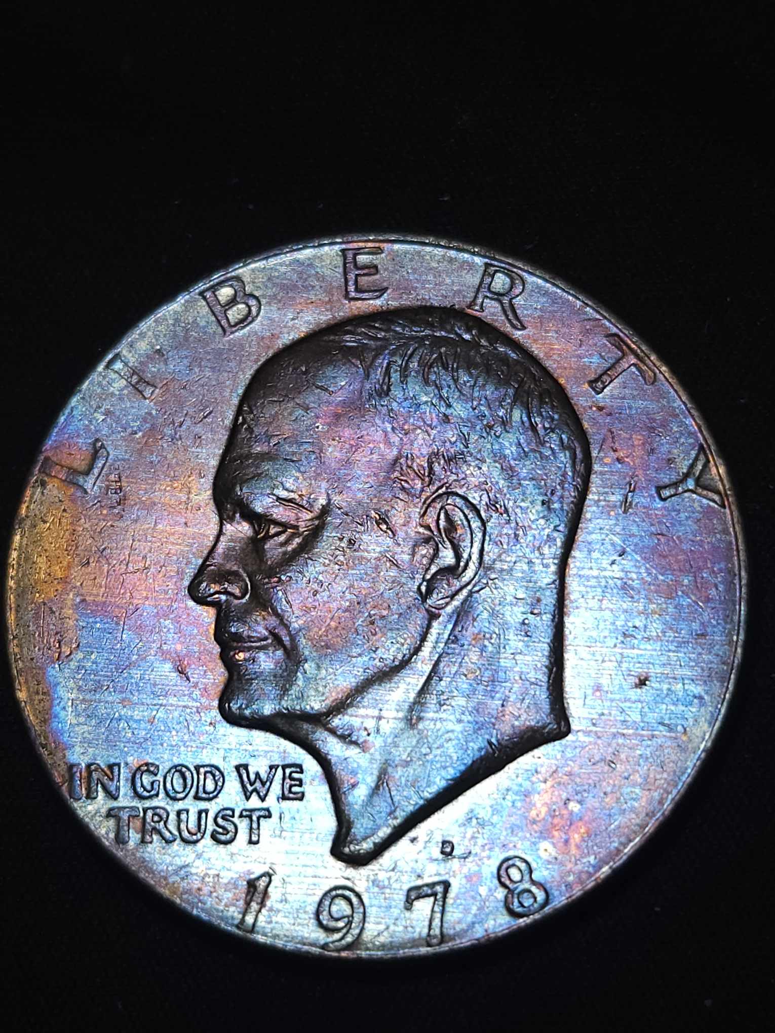 1978 D Eisenhower Dollar Rainbow Toned Errors & Oddities