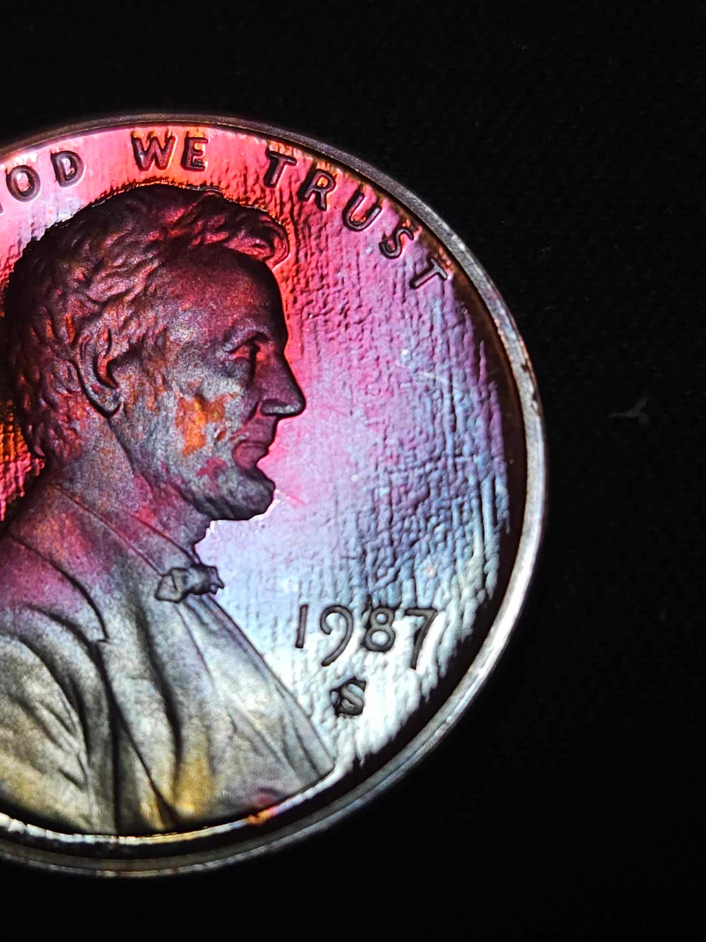1987 S Lincoln Memorial Cent Proof Bu Rainbow Toned Errors & Oddities
