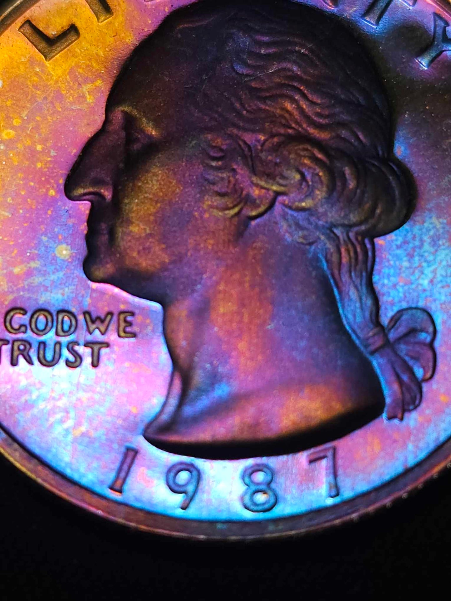 1987 S Washington Quarter Proof Bu Rainbow Toned Errors & Oddities