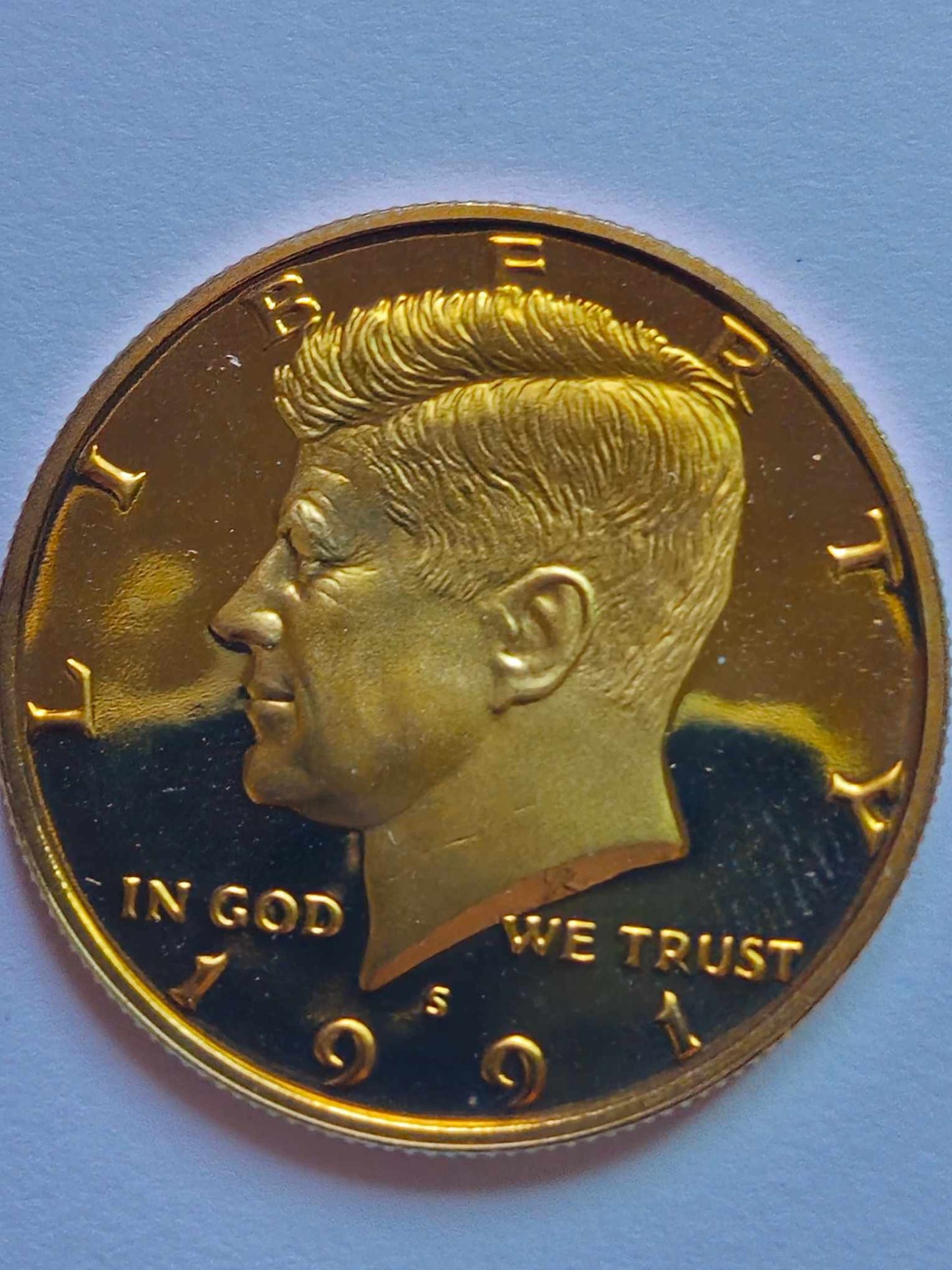 1991 S Kennedy Half Dollar Proof Bu Golden Tone - ErrorsandOddities33