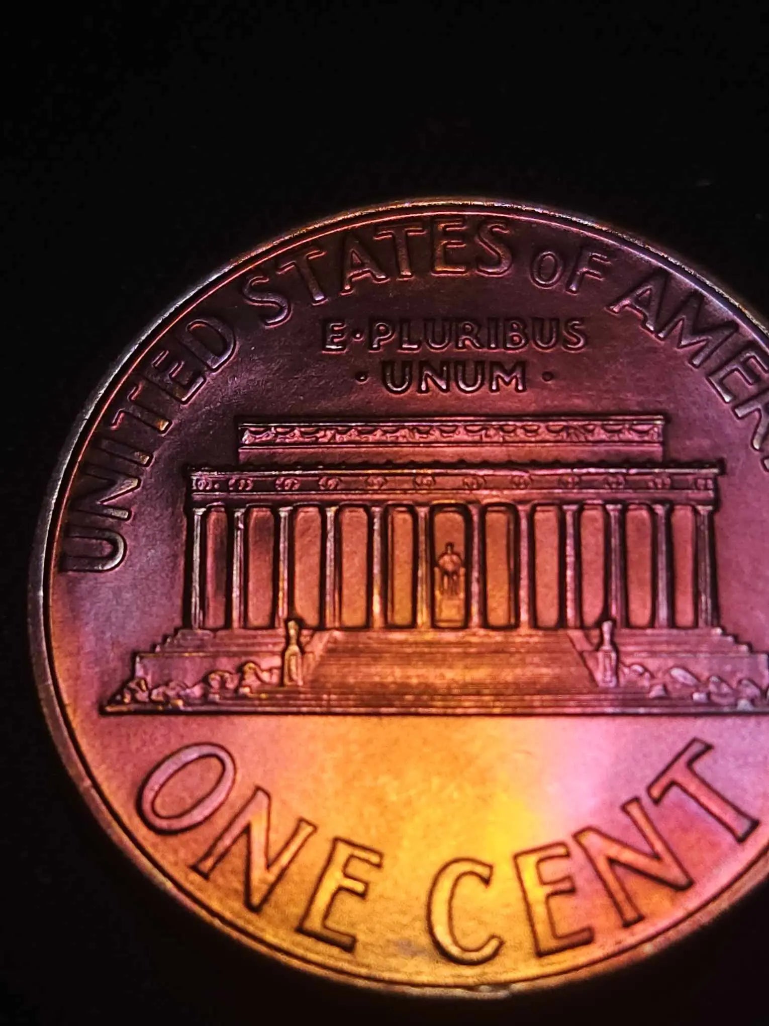 1994 Lincoln Memorial Cent Bu Rainbow Toned Errors & Oddities