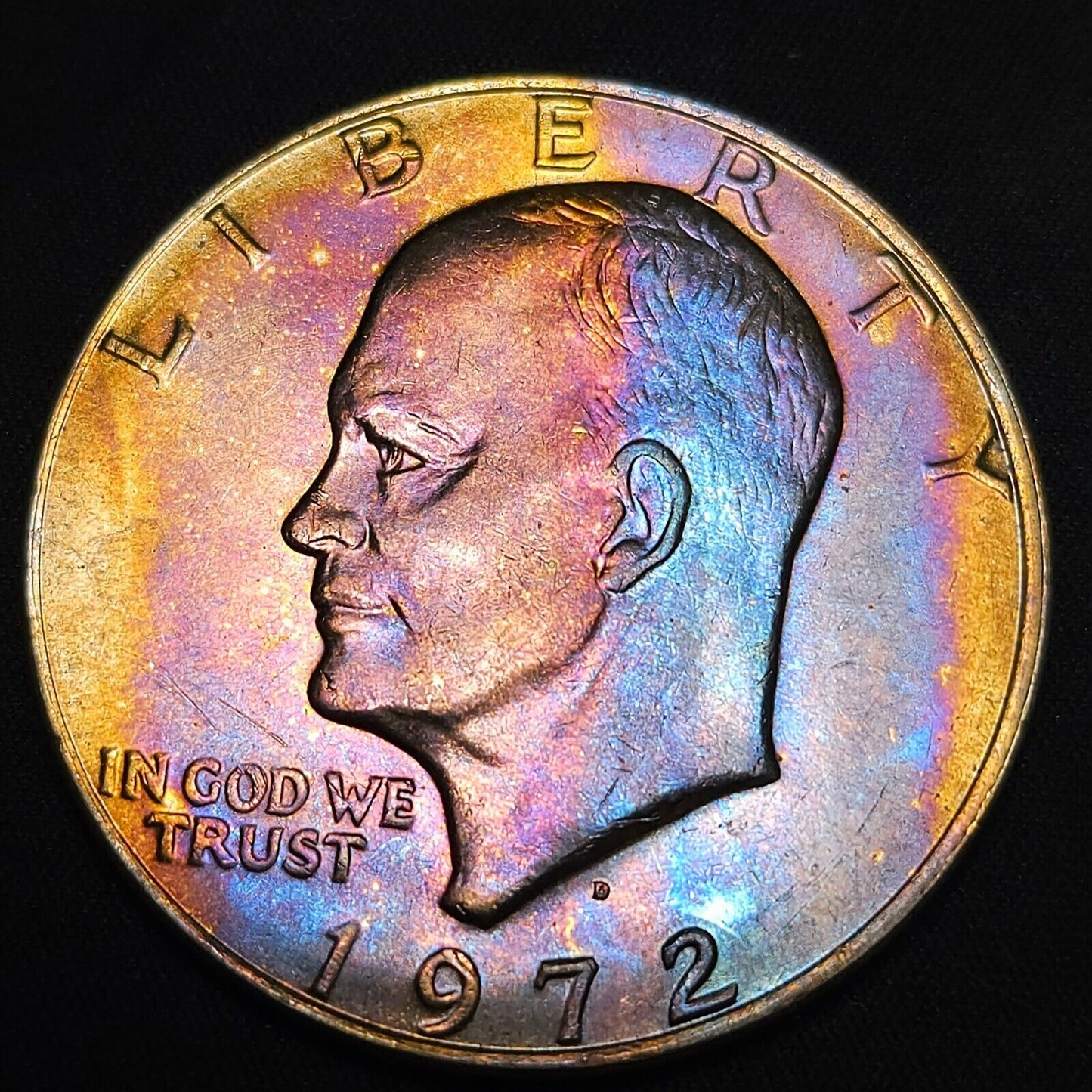 1972 D Eisenhower Dollar Rainbow Toned