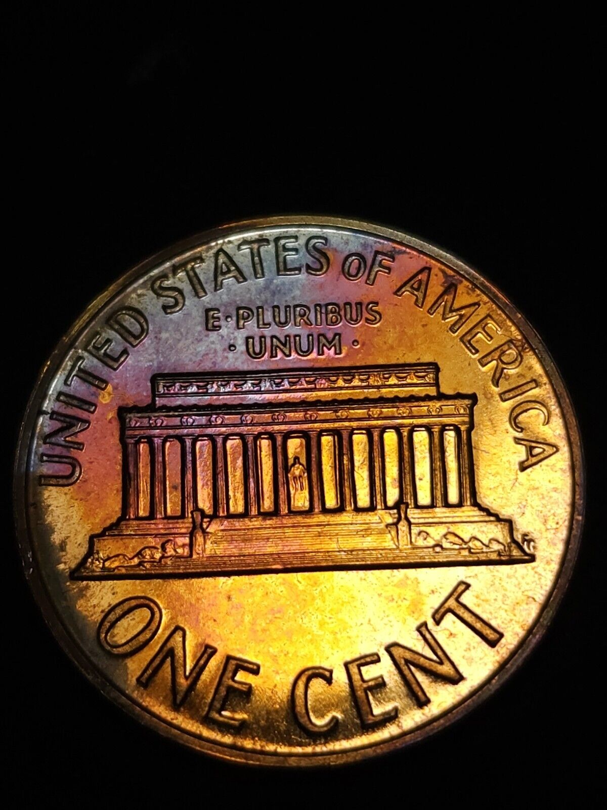 1961 Lincoln Memorial Penny Proof Rainbow Toned