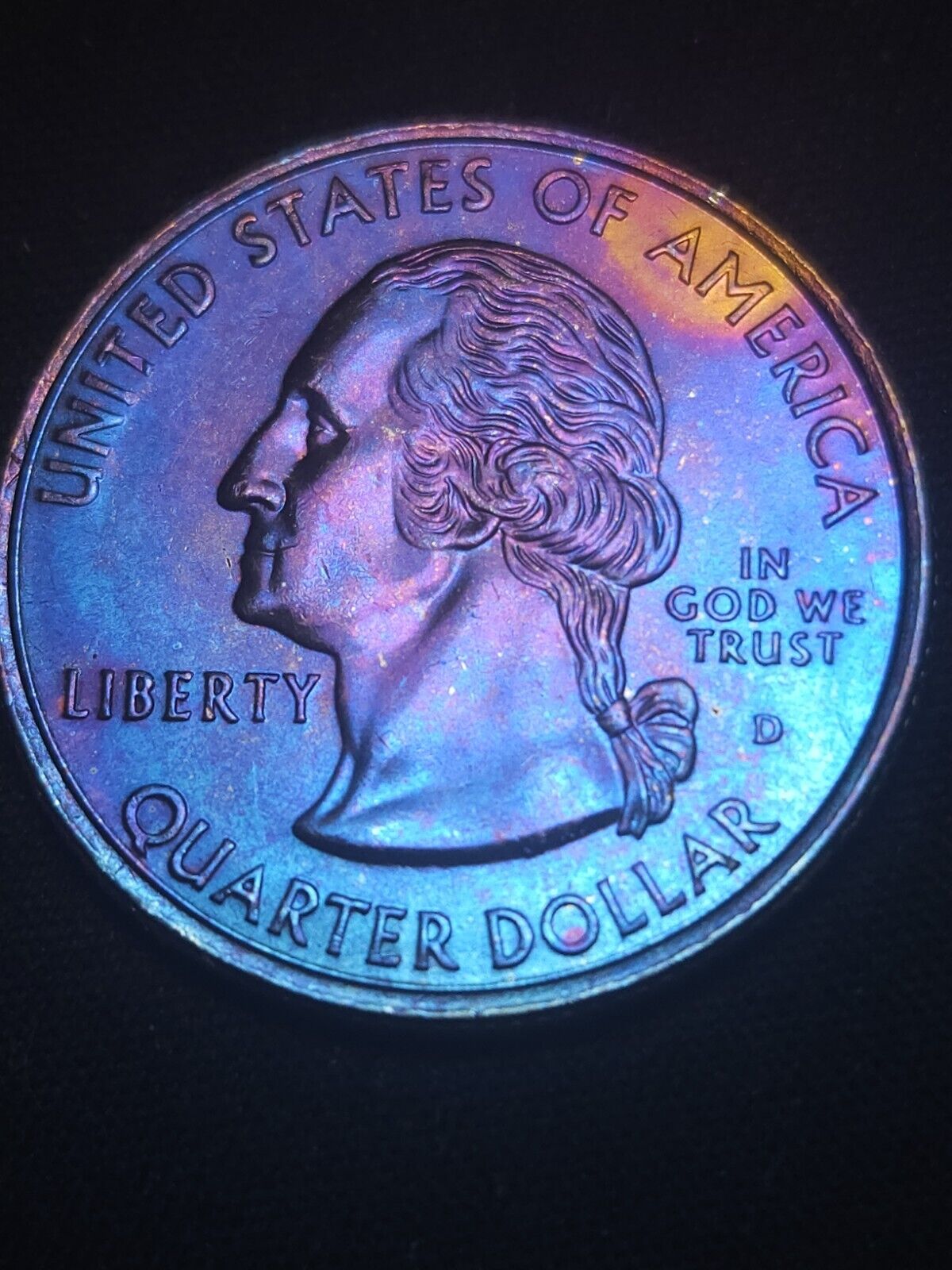 1999 D Delaware State 25c  Bu  Rainbow Toned