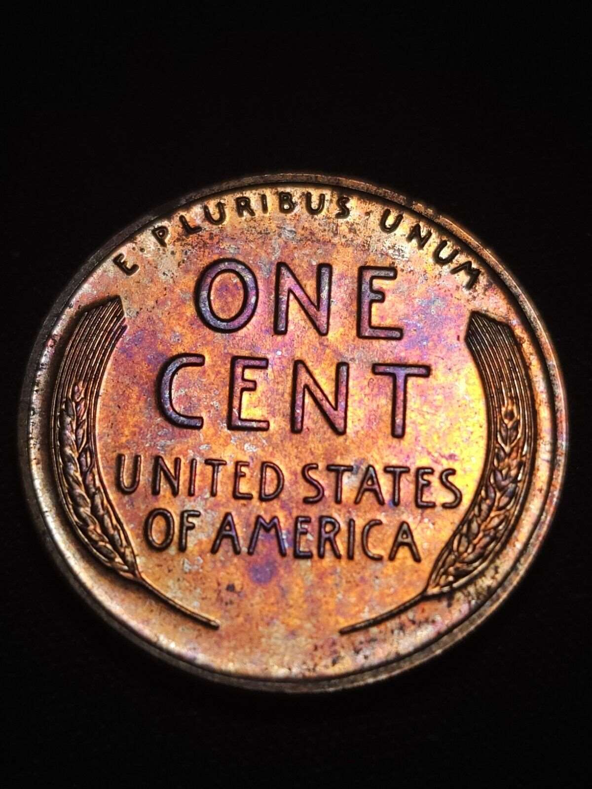 1955 Bu Rainbow Tone Proof Lincoln Wheat Cent
