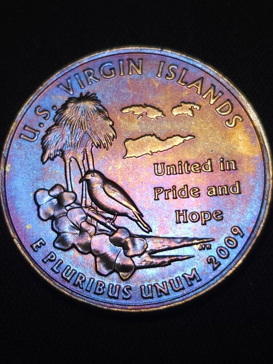 2009 D Virgin Islands State Quarter Bu Rainbow Toned - ErrorsandOddities33