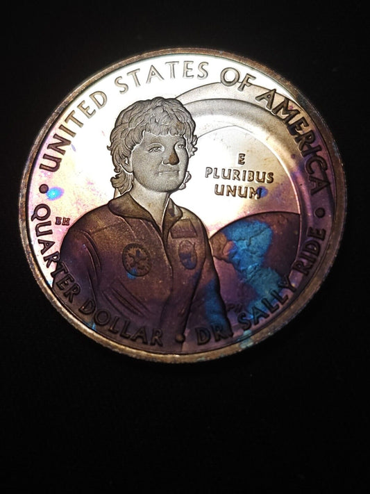 2022 S Proof Sally Ride Quarte Silver Rainbow Toned