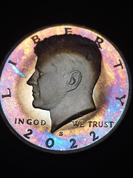 2022 S Proof Kennedy Half Silver Rainbow Toned