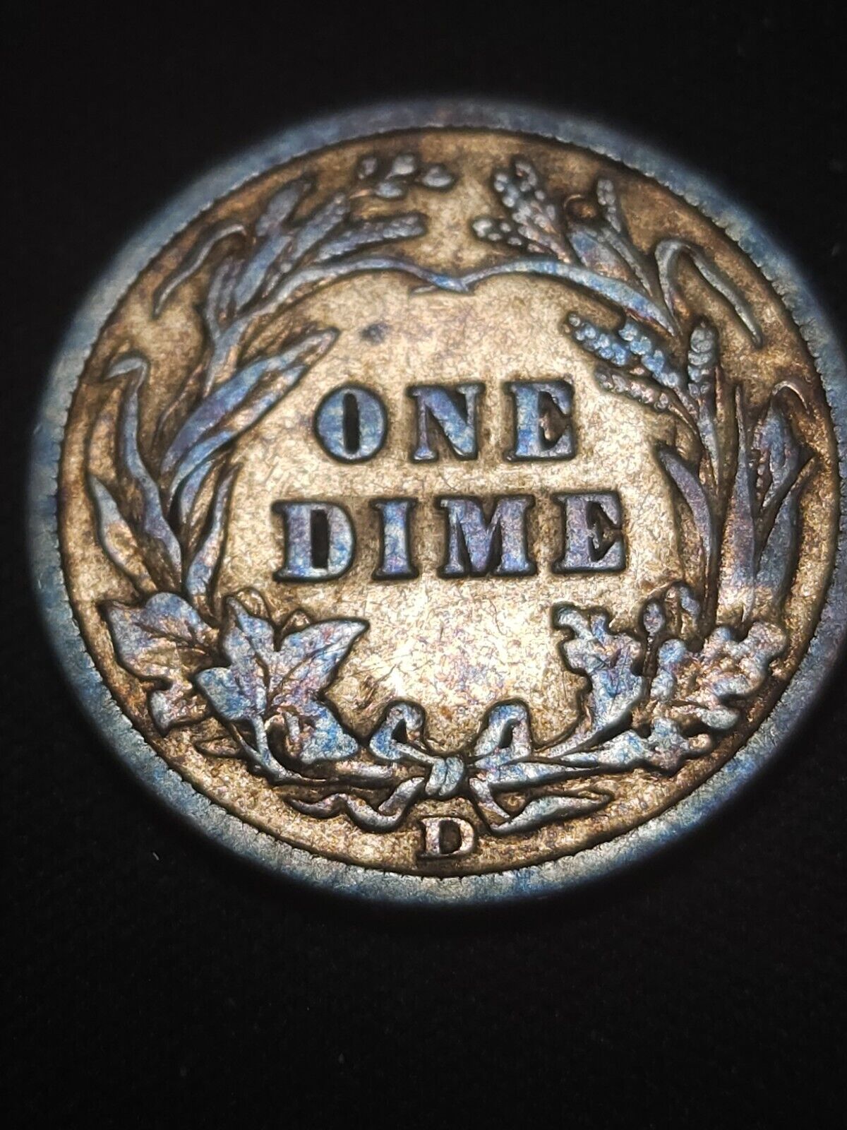 1906 D Barber Dime Monster Toned