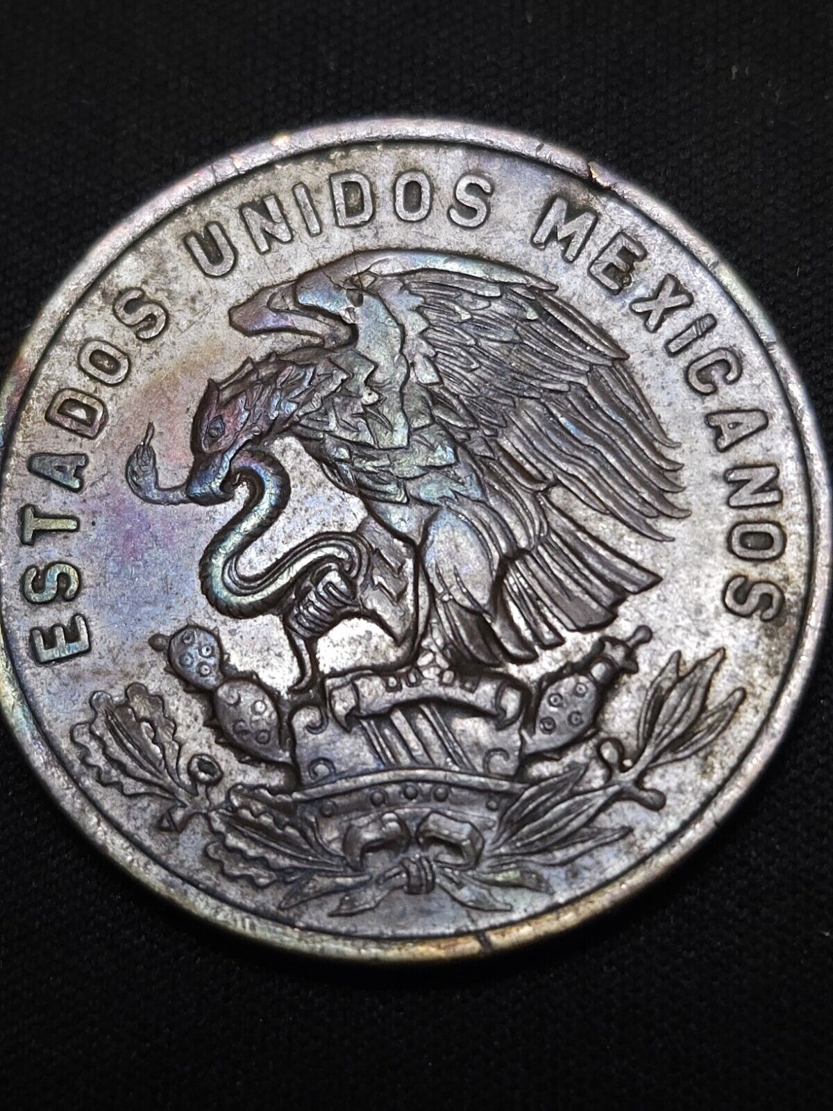 Mexico 1960 20 Centavos Rainbow Toned