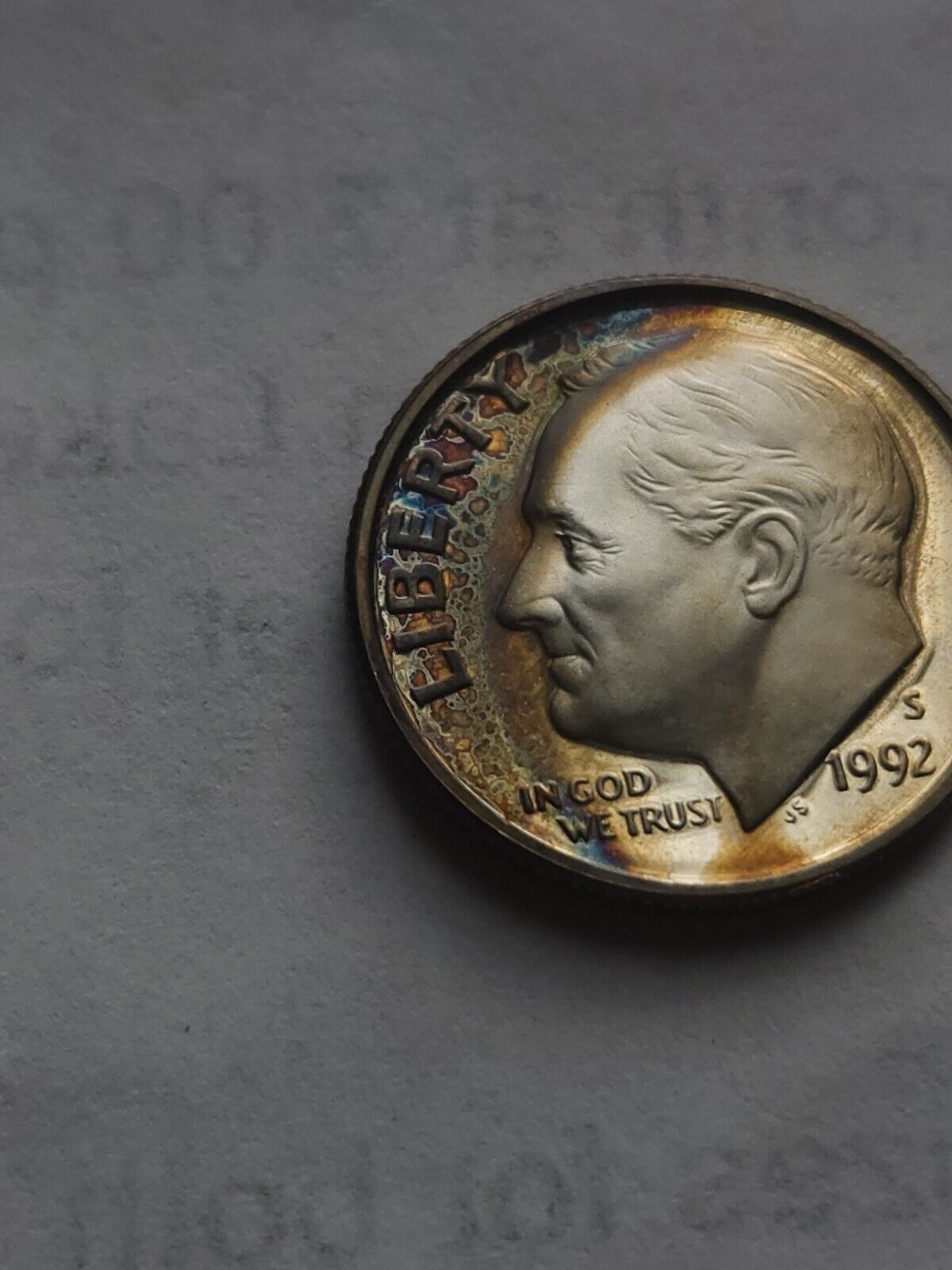 Toned 1992 S Silver Bu Roosevelt Dime