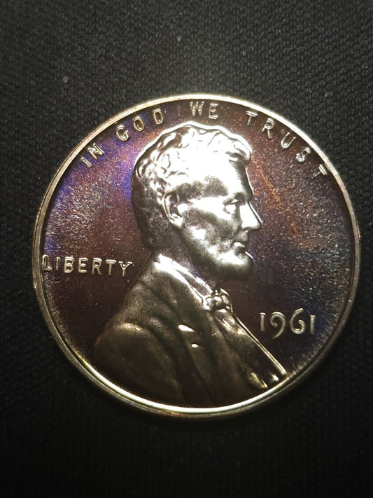 1961 Lincoln Memorial Penny Proof Rainbow Toned