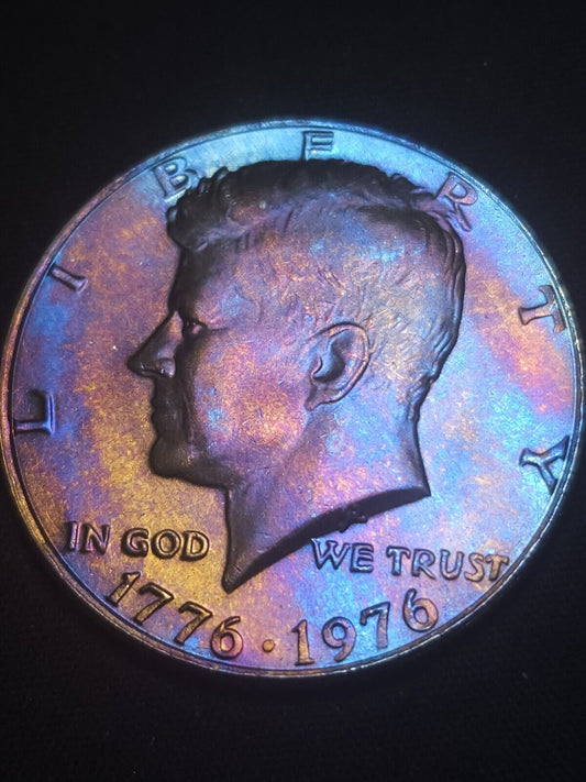 1976 Kennedy Half Bu Bicentennial Rainbow Toned