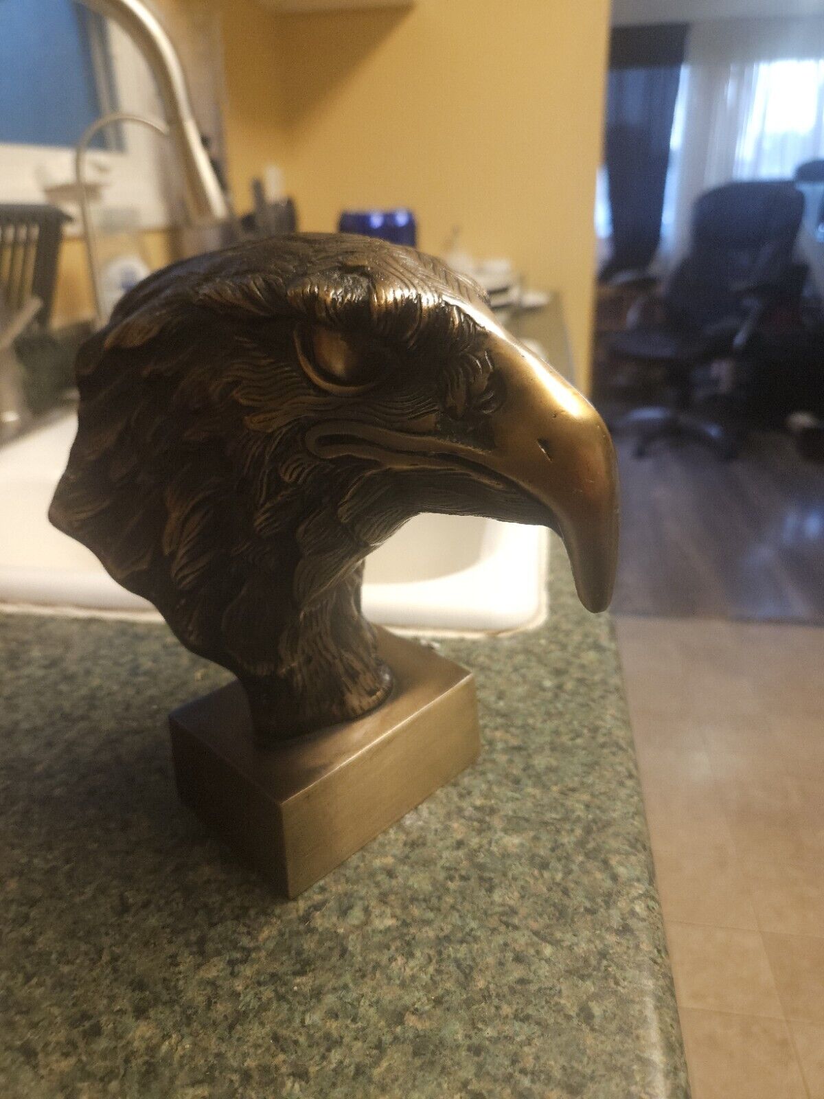 Vintage Decorative Brass Statue Figurine Eagle Hawk Head 8” Stunning Details