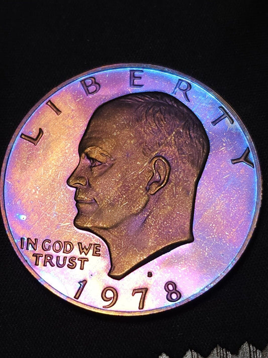 1978 S Eisenhower Dollar Proof Bu Rainbow Toned Ike - ErrorsandOddities33