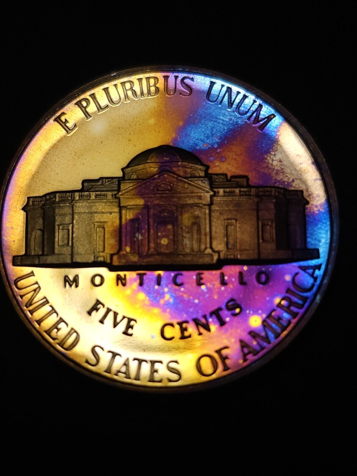 1995 S Jefferson Nickel Proof Bu Rainbow Toned