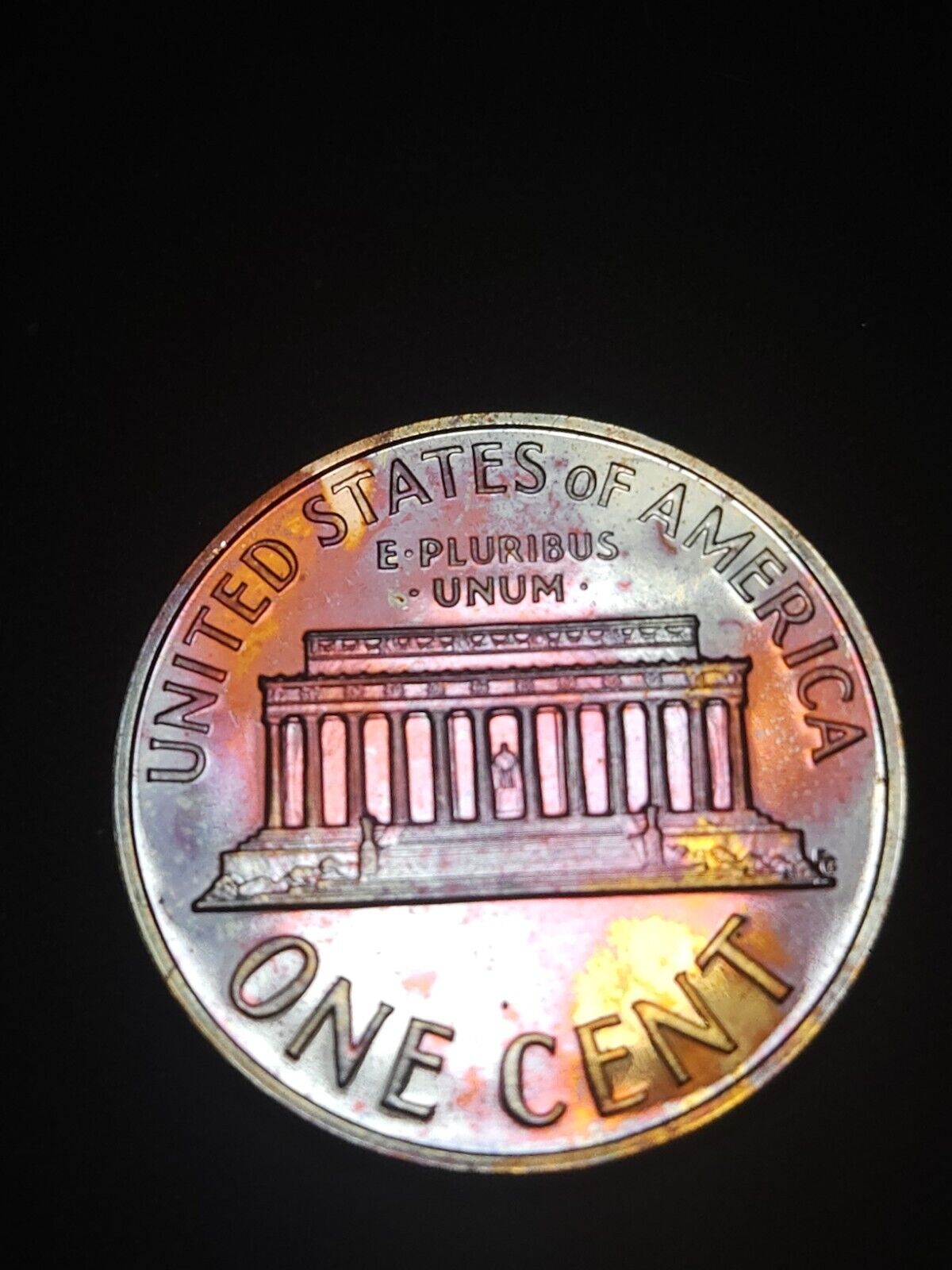 1961 Lincoln Memorial Penny Proof Rainbow Toned