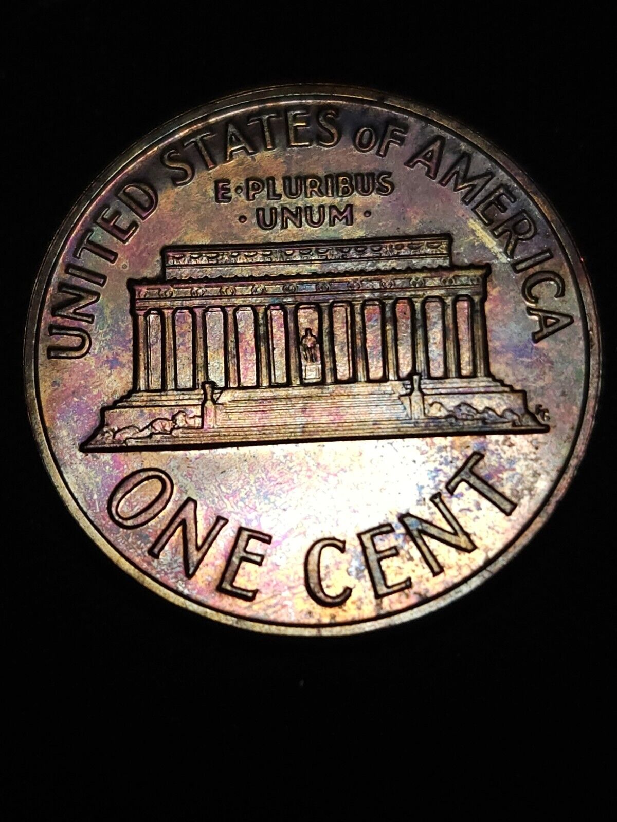 1963 Lincoln Memorial Penny Proof Rainbow Toned