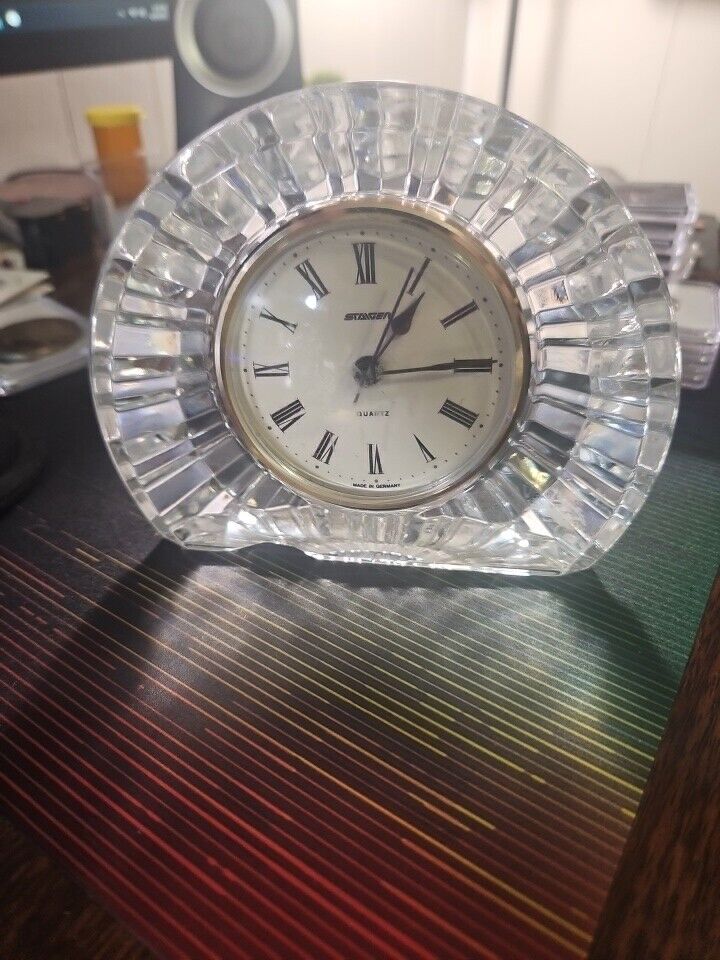 Cristal D'Arques Mantle Clock Genuine Lead Crystal Half Moon France Germany Lot