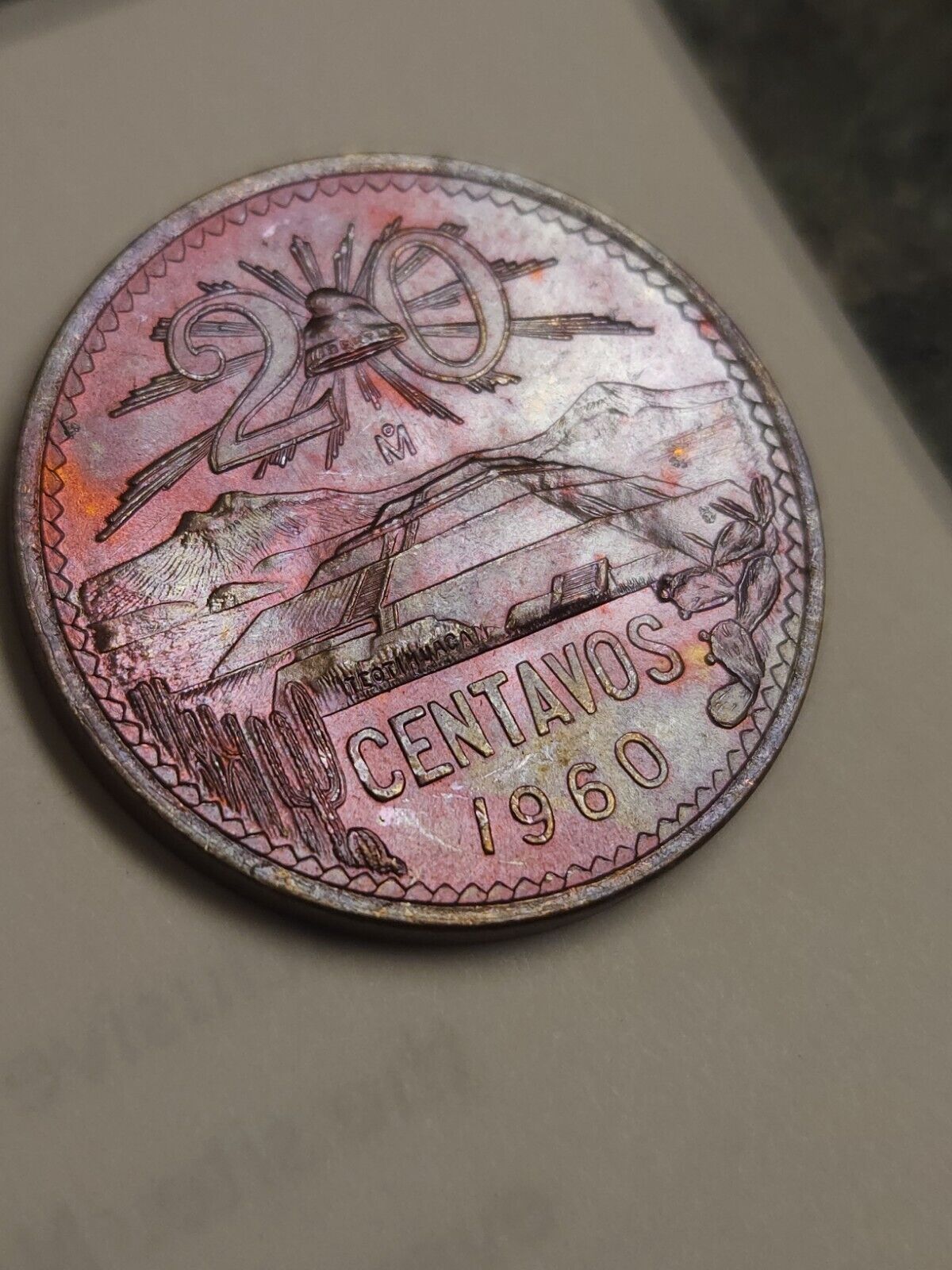 1960 Mexico 20 Centavos Bu Gem Rainbow Toned