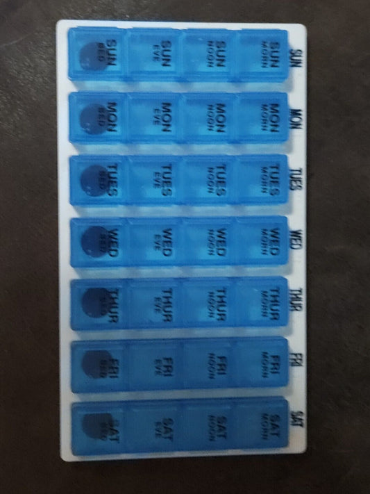 Weekly 7 Day. 4 X Day Pill Box, blue ErrorsandOddities33