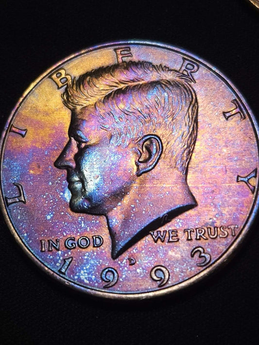 1993-D Rainbow Toned Kennedy Half Dollar Bu