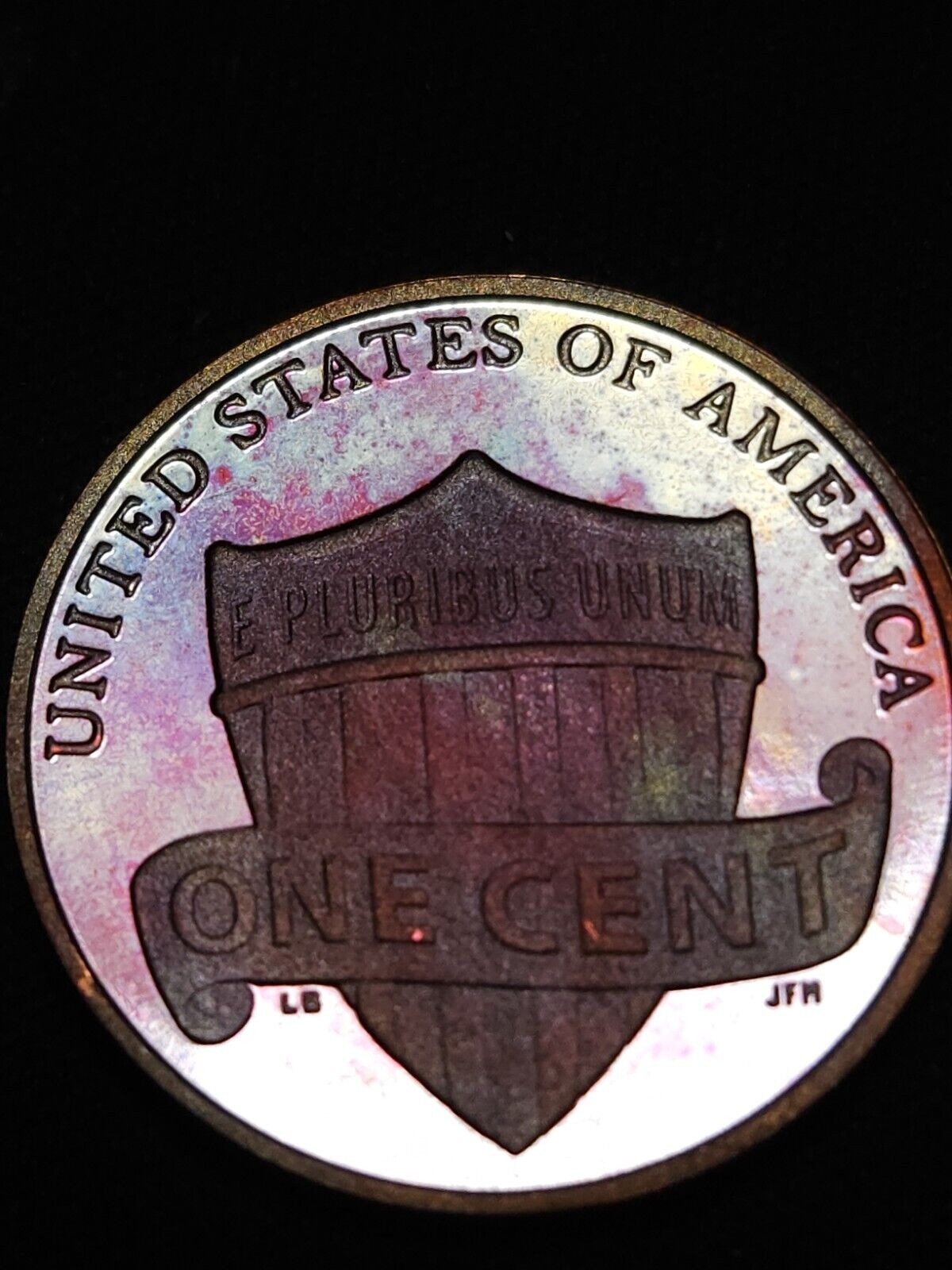 2014 S Proof Lincoln Shield Penny Rainbow Toned