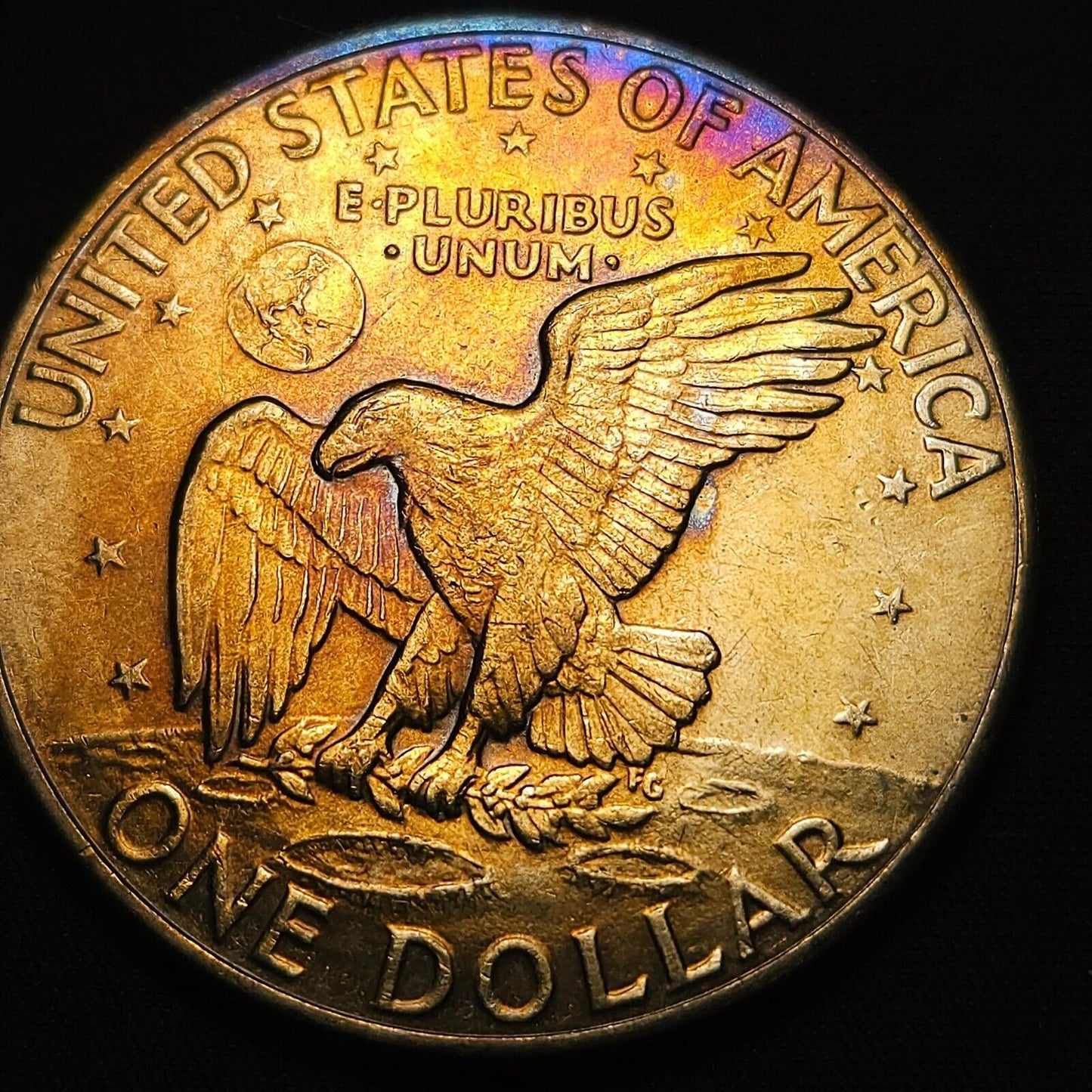 1972 D Eisenhower Dollar Rainbow Toned