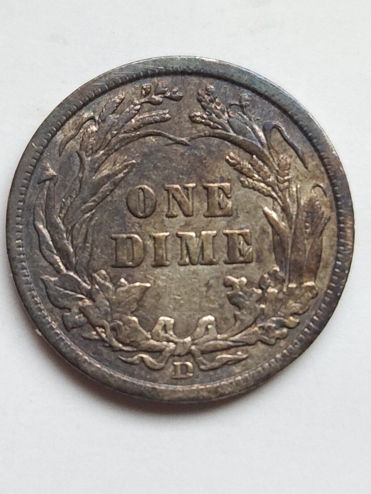 1914 D Barber Dime Monster Toned