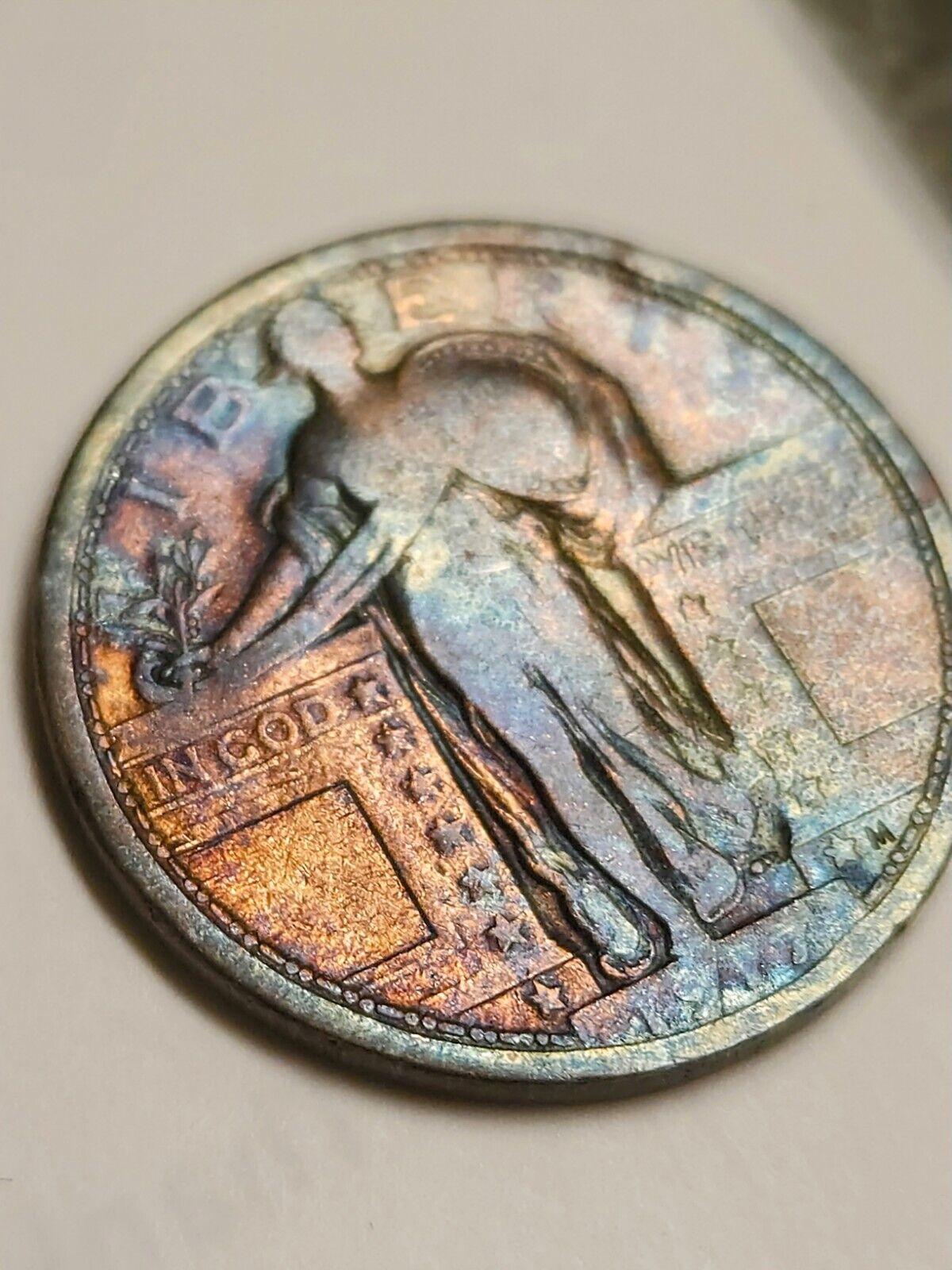 1917 Type 1 Standing Liberty Rainbow Toned