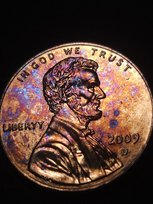 2009-D Rainbow Tone Lincoln Memorial Cent Bu Errors & Oddities