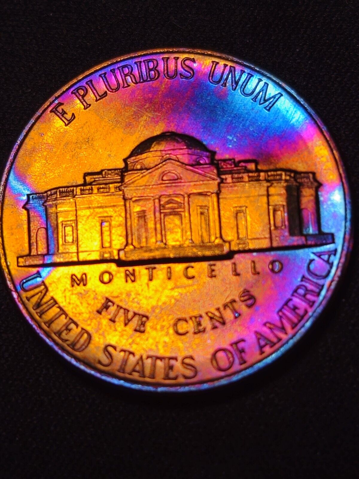 1992-D Rainbow Toned Jefferson Nickel Bu