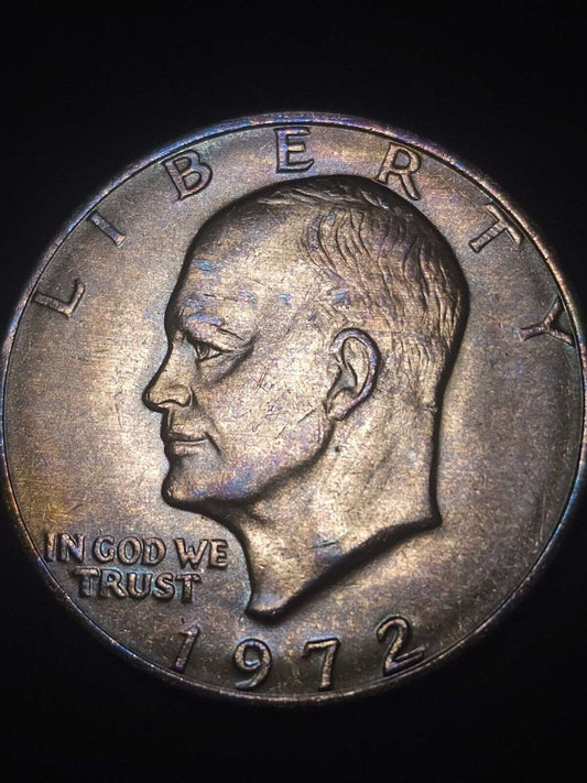 1972 Eisenhower Dollar Bu Ike Rainbow Toned