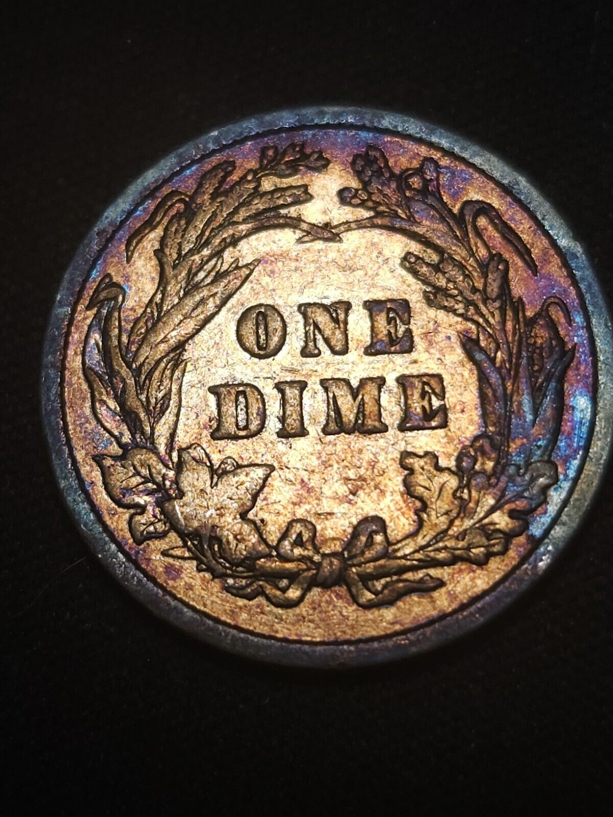 1898 Barber Dime Monster Toned