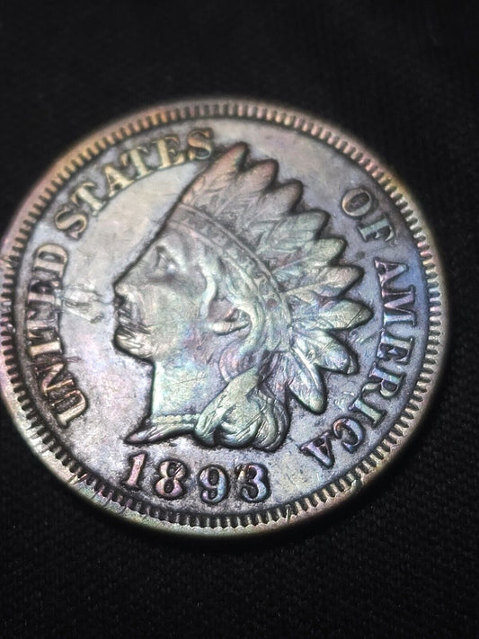 1893 Indian Head 1c Xf/Au Toned