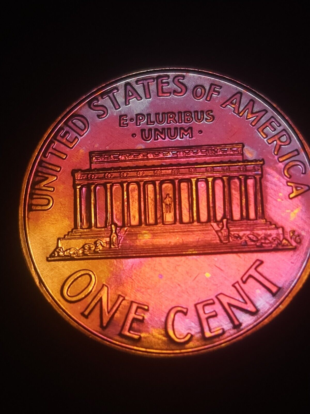 1998-D Rainbow Toned Lincoln Memorial Cent Bu Errors & Oddities